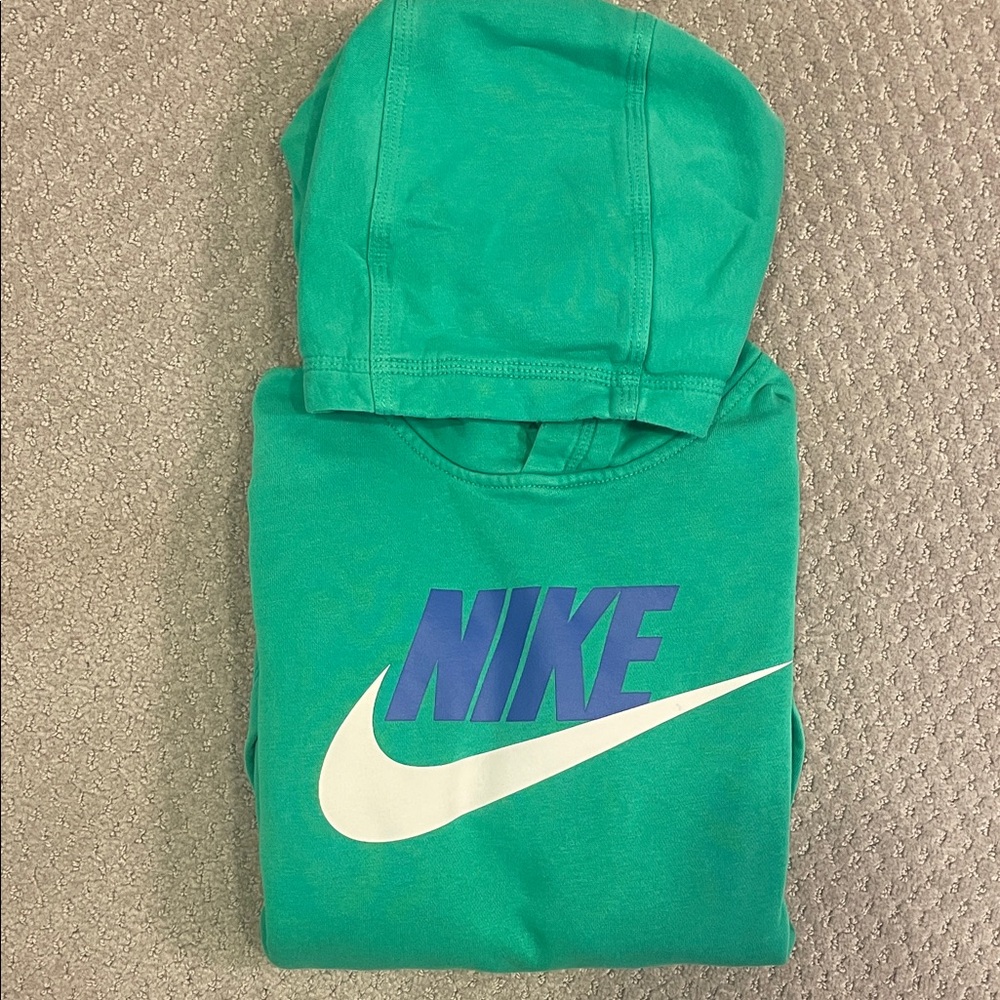 Nike Kids Teal Hoodie with Blue Logo